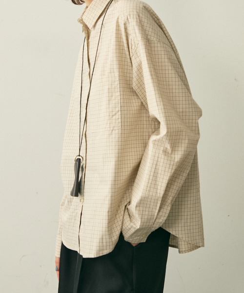 full/fill.（フルフィル）の「natural check shirt / ナチュラルチェックシャツ（シャツ/ブラウス・レディース・ブラウン/ブルー・FREE）」の9枚目の写真