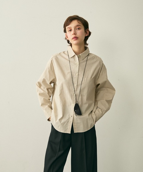 full/fill.（フルフィル）の「natural check shirt / ナチュラルチェックシャツ（シャツ/ブラウス・レディース・ブラウン/ブルー・FREE）」の5枚目の写真