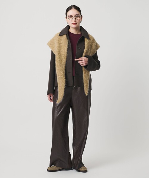 BEAUTY&YOUTH UNITED ARROWS(ビューティーアンドユースユナイテッドアローズ)の「ポリエステル 2トーンサテン ドロストパンツ ウォッシャブル(その他パンツ・レディース・ブラック/ダークブラウン・S/M)」の6枚目の写真