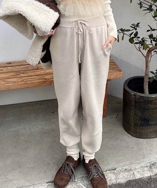 aquagarage（アクアガレージ）の「ニットジョガーパンツ（その他パンツ・レディース・チャコール/アイボリー/ブラック・L/M）」の4枚目の写真