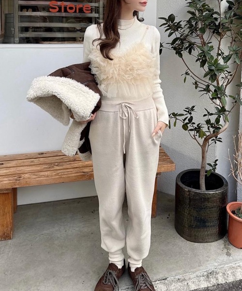 aquagarage（アクアガレージ）の「ニットジョガーパンツ（その他パンツ・レディース・チャコール/アイボリー/ブラック・L/M）」の6枚目の写真