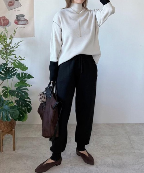 aquagarage（アクアガレージ）の「ニットジョガーパンツ（その他パンツ・レディース・チャコール/アイボリー/ブラック・L/M）」の11枚目の写真