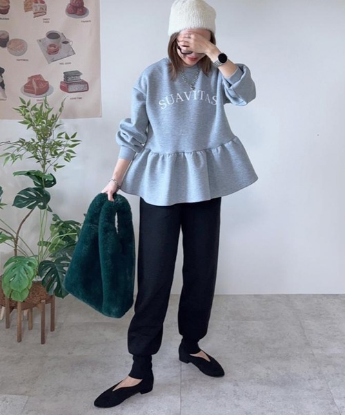 aquagarage（アクアガレージ）の「ニットジョガーパンツ（その他パンツ・レディース・チャコール/アイボリー/ブラック・L/M）」の13枚目の写真