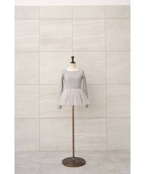 MISTREASS(ミストレアス)の「Square Neck Volume Peplum Knit Top(ニット/セーター・レディース・グレー/ホワイト・FREE)」の1枚目の写真