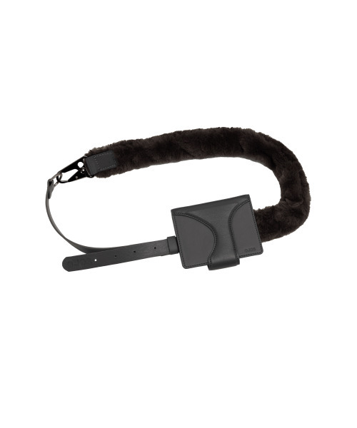 Leather Wallet Fur Belt / Charcoal