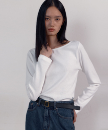 Symbol Boat-neck Long Sleeve T-Shirts (White)