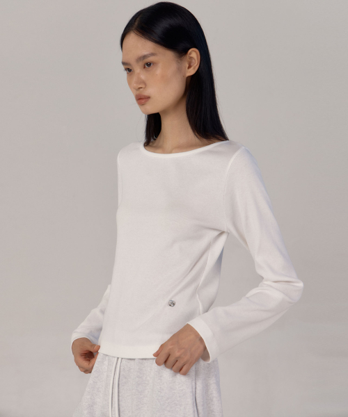 38COMEONCOMMON(38カモンコモン)の「Symbol Boat-neck Long Sleeve T-Shirts (White)(Tシャツ/カットソー・レディース・その他・FREE)」の5枚目の写真