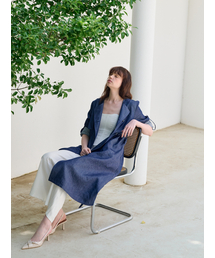 ホットサマーリネンデニムハイウエストトレンチドレス_ BLUE-DENIM [ブルーデニム]