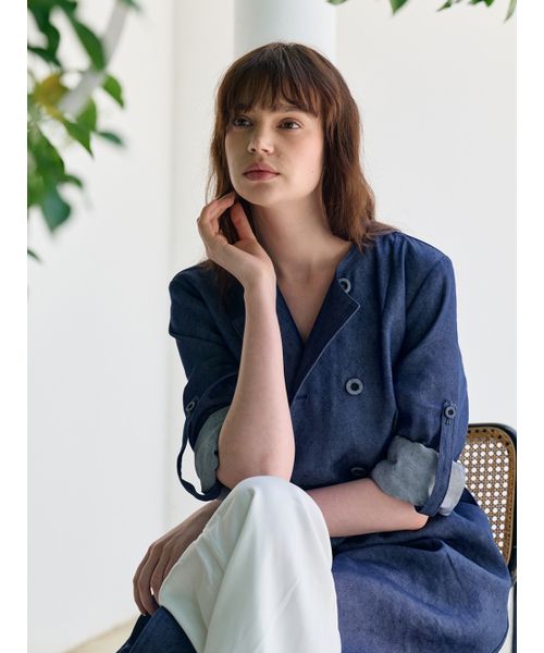 FREAKS BY KIMTAEHOON（フリークス）の「ホットサマーリネンデニムハイウエストトレンチドレス_ BLUE-DENIM [ブルーデニム]（ワンピース・レディース・その他・SMALL/MEDIUM）」の2枚目の写真