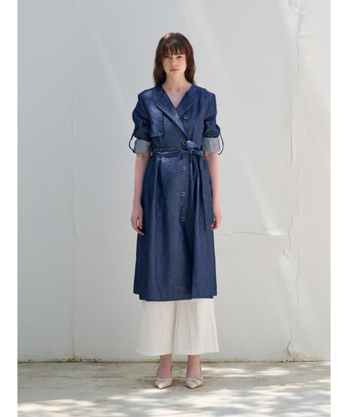 FREAKS BY KIMTAEHOON（フリークス）の「ホットサマーリネンデニムハイウエストトレンチドレス_ BLUE-DENIM [ブルーデニム]（ワンピース・レディース・その他・SMALL/MEDIUM）」の4枚目の写真