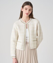 ANAYI ベージュ 長袖カーディガン ANAYI ベージュ 長袖カーディガン ラメリブVネック カーディガン|ANAYI