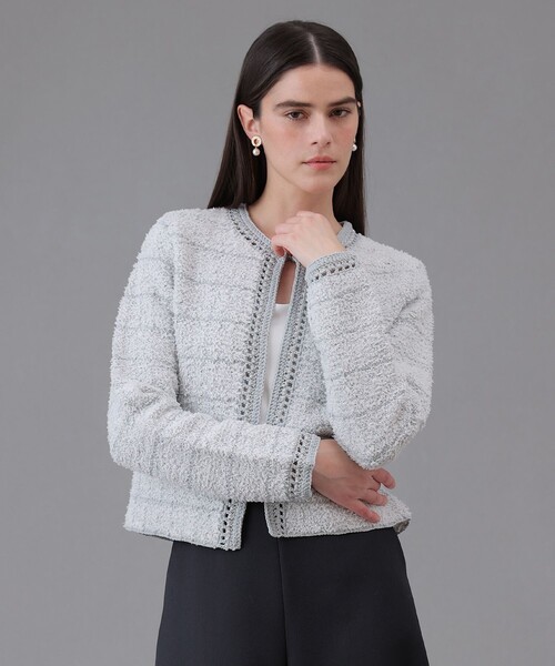 ANAYI(アナイ)の「ノットツイードエジング カーディガン(カーディガン/ボレロ・レディース・ベージュ/ライトグレー・38/36)」の17枚目の写真