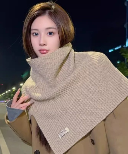 セール】シンプル ハイネック ニットスヌード（ネックウォーマー