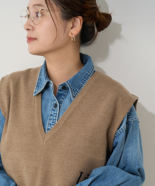 JOURNAL STANDARD（ジャーナルスタンダード）の「ダブルニット ベスト（ベスト・レディース・ベージュ/ネイビー・FREE）」の17枚目の写真