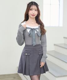 MAJESTIC LEGON | チェックリボンレイヤードライクニット(ニット/セーター)