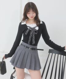 MAJESTIC LEGON | チェックリボンレイヤードライクニット(ニット/セーター)