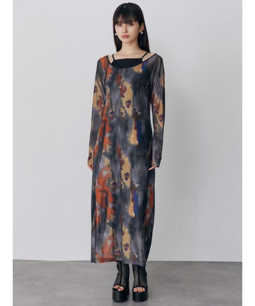 MURUA（ムルーア）の「レイヤードパターンシアーワンピース（ワンピース・レディース・グリーン/グレー・FREE）」の11枚目の写真