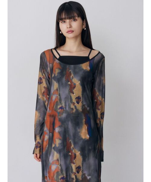 MURUA（ムルーア）の「レイヤードパターンシアーワンピース（ワンピース・レディース・グリーン/グレー・FREE）」の6枚目の写真