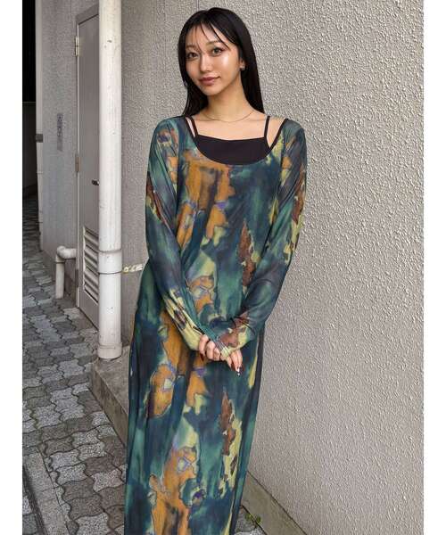 MURUA（ムルーア）の「レイヤードパターンシアーワンピース（ワンピース・レディース・グリーン/グレー・FREE）」の22枚目の写真