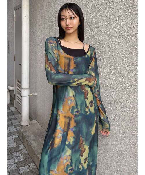 MURUA（ムルーア）の「レイヤードパターンシアーワンピース（ワンピース・レディース・グリーン/グレー・FREE）」の21枚目の写真