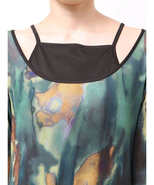 MURUA（ムルーア）の「レイヤードパターンシアーワンピース（ワンピース・レディース・グリーン/グレー・FREE）」の14枚目の写真