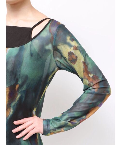 MURUA（ムルーア）の「レイヤードパターンシアーワンピース（ワンピース・レディース・グリーン/グレー・FREE）」の13枚目の写真