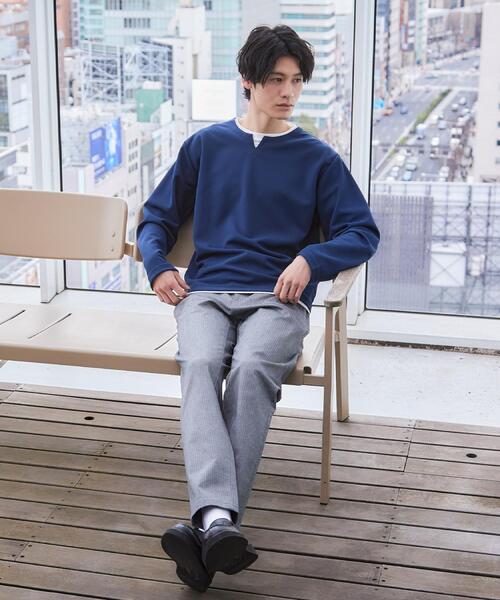 THE SHOP TK (ザ ショップ ティーケー )の「【1枚で手抜きに見えない】キーネック フェイクレイヤード長袖Tシャツ(Tシャツ/カットソー・メンズ・ネイビー/オフホワイト/ライトベージュ/ブラック・04/03/02)」の7枚目の写真