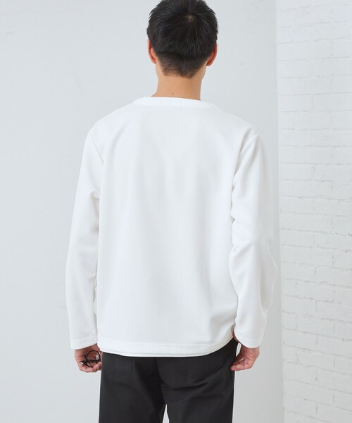 THE SHOP TK (ザ ショップ ティーケー )の「【1枚で手抜きに見えない】キーネック フェイクレイヤード長袖Tシャツ(Tシャツ/カットソー・メンズ・ネイビー/オフホワイト/ライトベージュ/ブラック・04/03/02)」の9枚目の写真