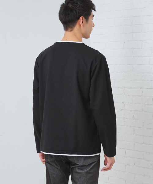 THE SHOP TK (ザ ショップ ティーケー )の「【1枚で手抜きに見えない】キーネック フェイクレイヤード長袖Tシャツ(Tシャツ/カットソー・メンズ・ネイビー/オフホワイト/ライトベージュ/ブラック・04/03/02)」の13枚目の写真