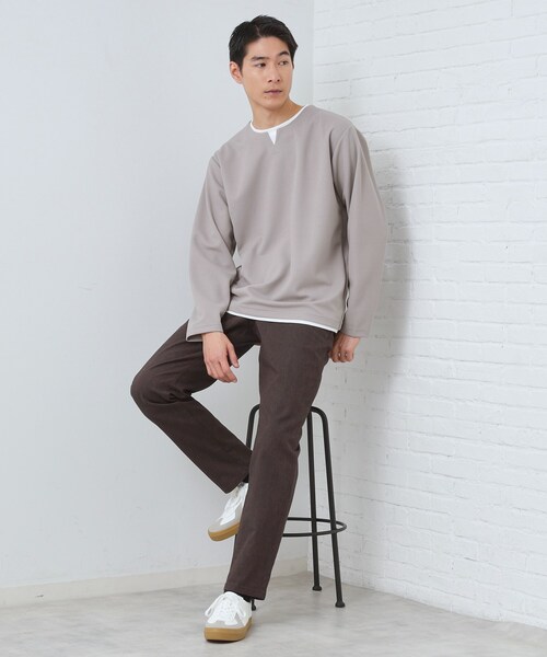 THE SHOP TK (ザ ショップ ティーケー )の「【1枚で手抜きに見えない】キーネック フェイクレイヤード長袖Tシャツ(Tシャツ/カットソー・メンズ・ネイビー/オフホワイト/ライトベージュ/ブラック・04/03/02)」の18枚目の写真