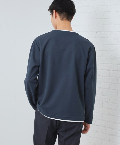 THE SHOP TK (ザ ショップ ティーケー )の「【1枚で手抜きに見えない】キーネック フェイクレイヤード長袖Tシャツ(Tシャツ/カットソー・メンズ・ネイビー/オフホワイト/ライトベージュ/ブラック・04/03/02)」の22枚目の写真