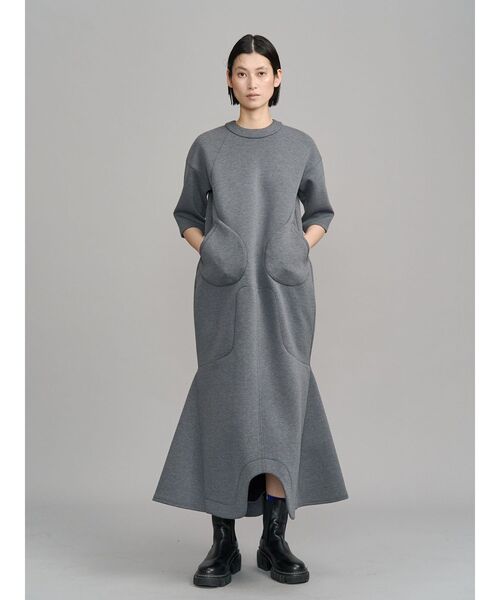 Un3d ワンピース アンスリード グレー UN3D.（アンスリード）の「ROUND POCKET SWEAT OP / ラウンドポケット