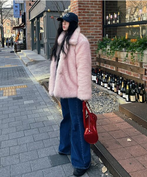 ILLIGO(イリゴ)の「シアリングファージャケットピンク(ムートンコート・レディース・その他・OS)」の2枚目の写真