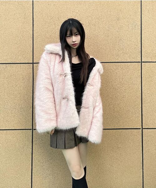 ILLIGO(イリゴ)の「シアリングファージャケットピンク(ムートンコート・レディース・その他・OS)」の4枚目の写真