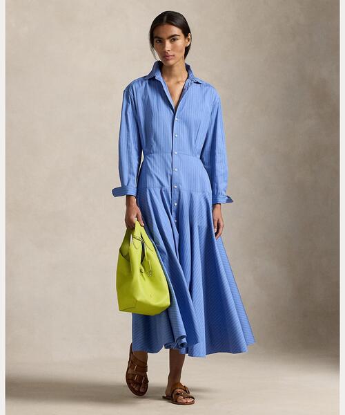 ストライプド コットン シャツドレス（シャツワンピース）｜POLO RALPH