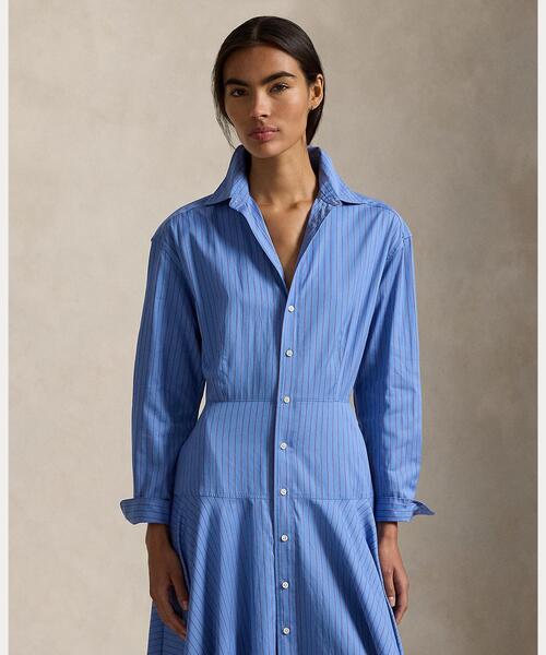 ストライプド コットン シャツドレス（シャツワンピース）｜POLO RALPH