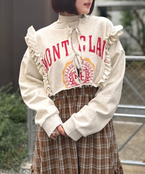 w closet（ダブルクローゼット）の「カレッジスウェットボレロ（Tシャツ/カットソー・レディース・アイボリー/ネイビー/グレー/ブルー・FREE）」の14枚目の写真