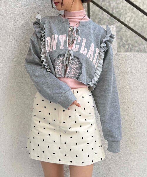 w closet（ダブルクローゼット）の「カレッジスウェットボレロ（Tシャツ/カットソー・レディース・アイボリー/ネイビー/グレー/ブルー・FREE）」の22枚目の写真