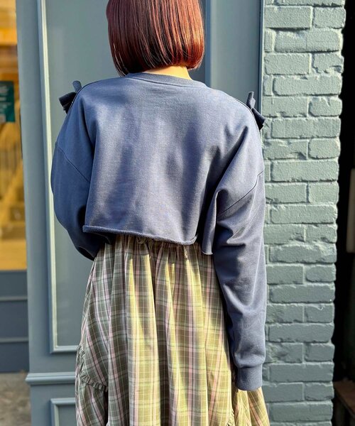 w closet（ダブルクローゼット）の「カレッジスウェットボレロ（Tシャツ/カットソー・レディース・アイボリー/ネイビー/グレー/ブルー・FREE）」の9枚目の写真