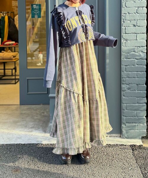 w closet（ダブルクローゼット）の「カレッジスウェットボレロ（Tシャツ/カットソー・レディース・アイボリー/ネイビー/グレー/ブルー・FREE）」の11枚目の写真