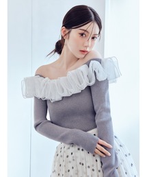 FRAY I.D | フリルコンビオフショルダーリブニット(ニット/セーター)