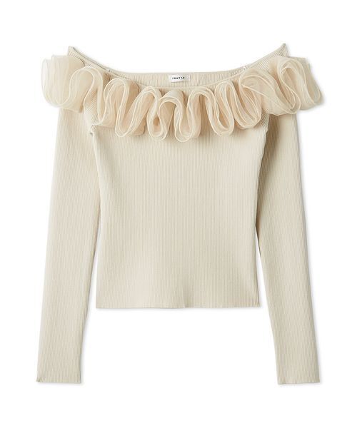 FRAY I.D（フレイアイディー）の「フリルコンビオフショルダーリブニット（ニット/セーター・レディース・グレー/ブラック/ライトベージュ/その他・F）」の10枚目の写真