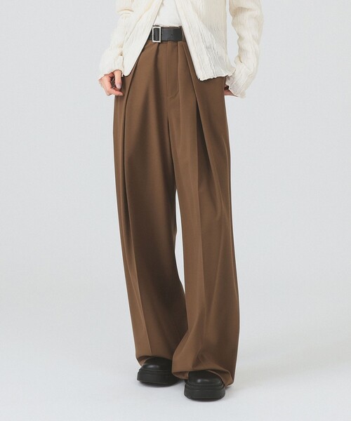 Ray BEAMS（レイビームス）の「ベルテッド ワイド パンツ（スラックス・レディース・ブラック/ブラウン・1/0）」の11枚目の写真