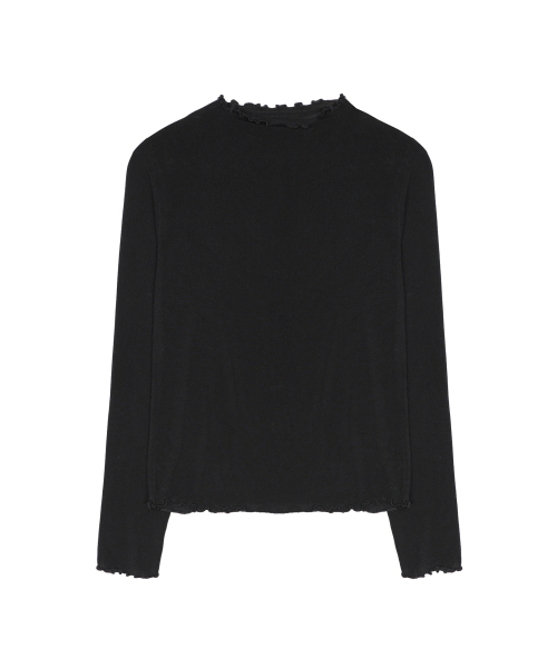 NICK&NICOLE(ニックアンドニコール)の「SOFT FRILL EDGE LONG SLEEVE TOP_BLACK(Tシャツ/カットソー・レディース・その他・FREE)」の4枚目の写真