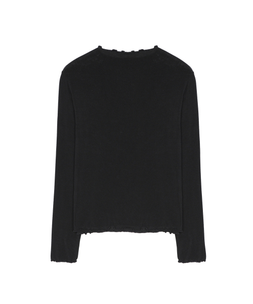 NICK&NICOLE(ニックアンドニコール)の「SOFT FRILL EDGE LONG SLEEVE TOP_BLACK(Tシャツ/カットソー・レディース・その他・FREE)」の5枚目の写真