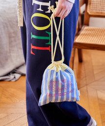 FRUIT OF THE LOOM（フルーツオブザルーム）の「FRUIT OF THE LOOM × FREAK'S STORE/フルーツオブザルーム 別注 マルチストライプ 巾着バッグ/配色カラー巾着バッグ（ポーチ）」