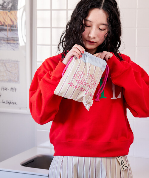 FREAK'S STORE(フリークスストア)の「FRUIT OF THE LOOM × FREAK'S STORE/フルーツオブザルーム 別注 マルチストライプ 巾着バッグ/配色カラー巾着バッグ(ポーチ・レディース・レモンイエロー/ターコイズブルー/サックスブルー/ピンク/ベージュ/オレンジ・フリ-)」の10枚目の写真