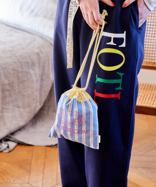 FREAK'S STORE(フリークスストア)の「FRUIT OF THE LOOM × FREAK'S STORE/フルーツオブザルーム 別注 マルチストライプ 巾着バッグ/配色カラー巾着バッグ(ポーチ・レディース・レモンイエロー/ターコイズブルー/サックスブルー/ピンク/ベージュ/オレンジ・フリ-)」の15枚目の写真