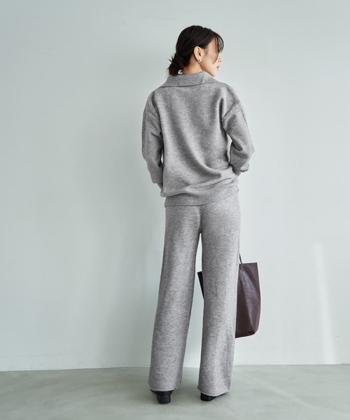 STYLE DELI(スタイルデリ)の「滑らかもっちりスキッパーニットセットアップ(ニット/セーター・レディース・グレー/ブラック/ホワイト系・FREE)」の4枚目の写真