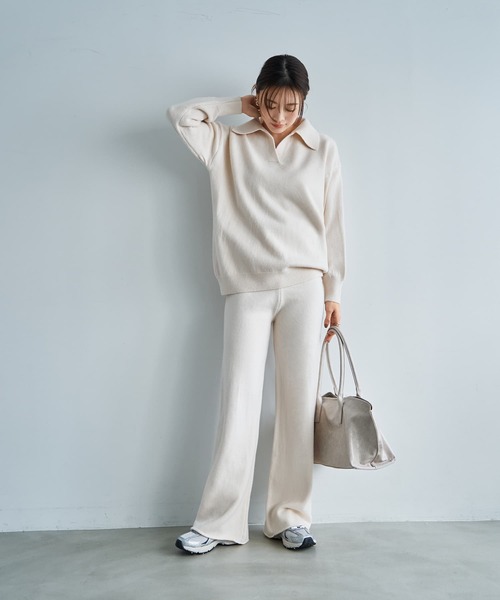 STYLE DELI(スタイルデリ)の「滑らかもっちりスキッパーニットセットアップ(ニット/セーター・レディース・グレー/ブラック/ホワイト系・FREE)」の16枚目の写真